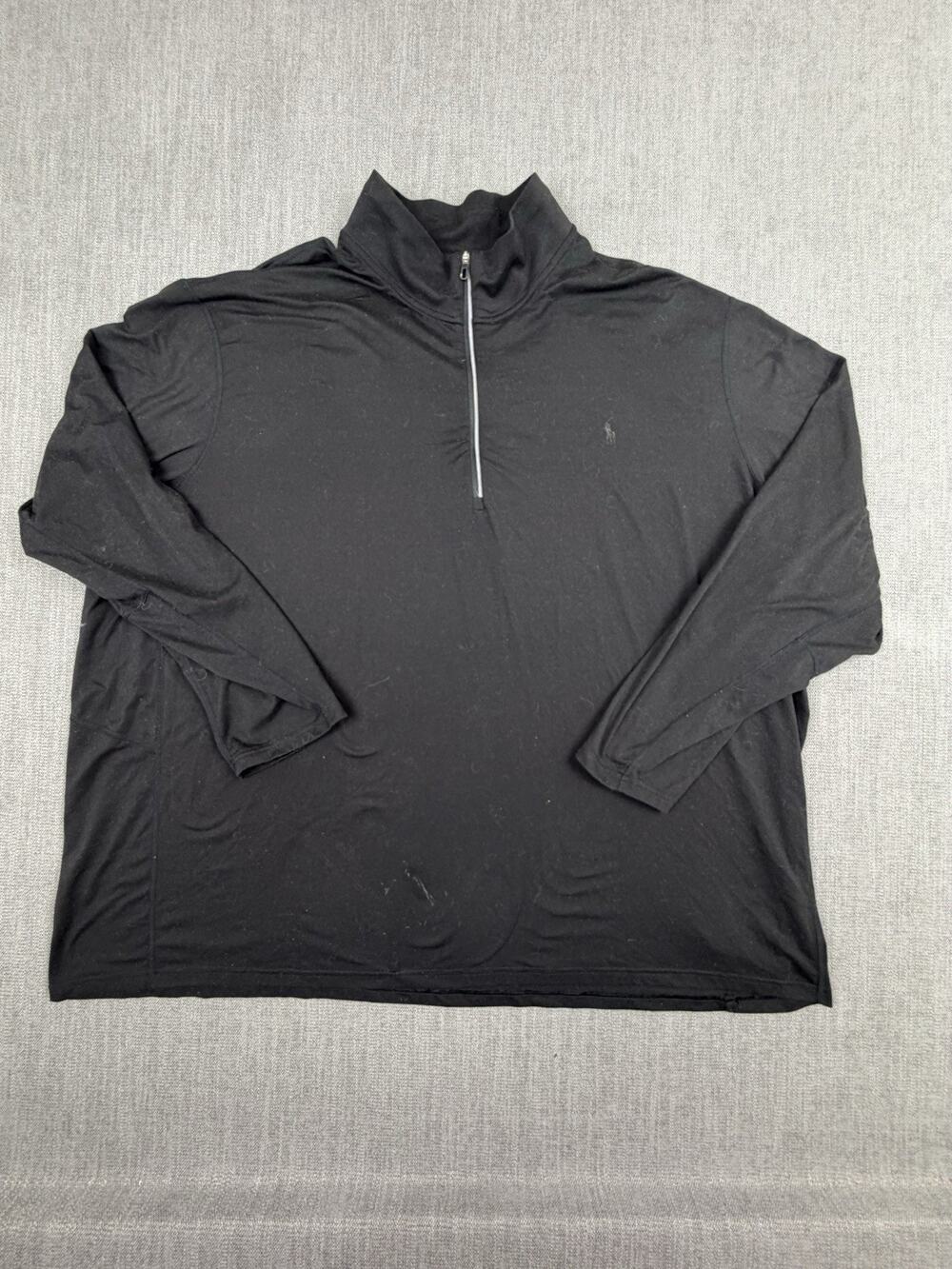 Polo Ralph Lauren Performance Pullover Mens 4XB Black Quarter Zip USA Flag